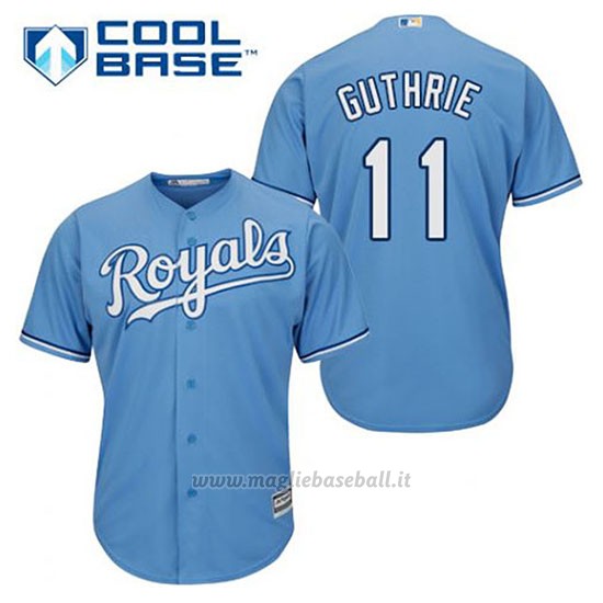 Maglia Baseball Uomo Kansas City Royals Jeremy Guthrie 11 Powder Blu Alterner Cool Base